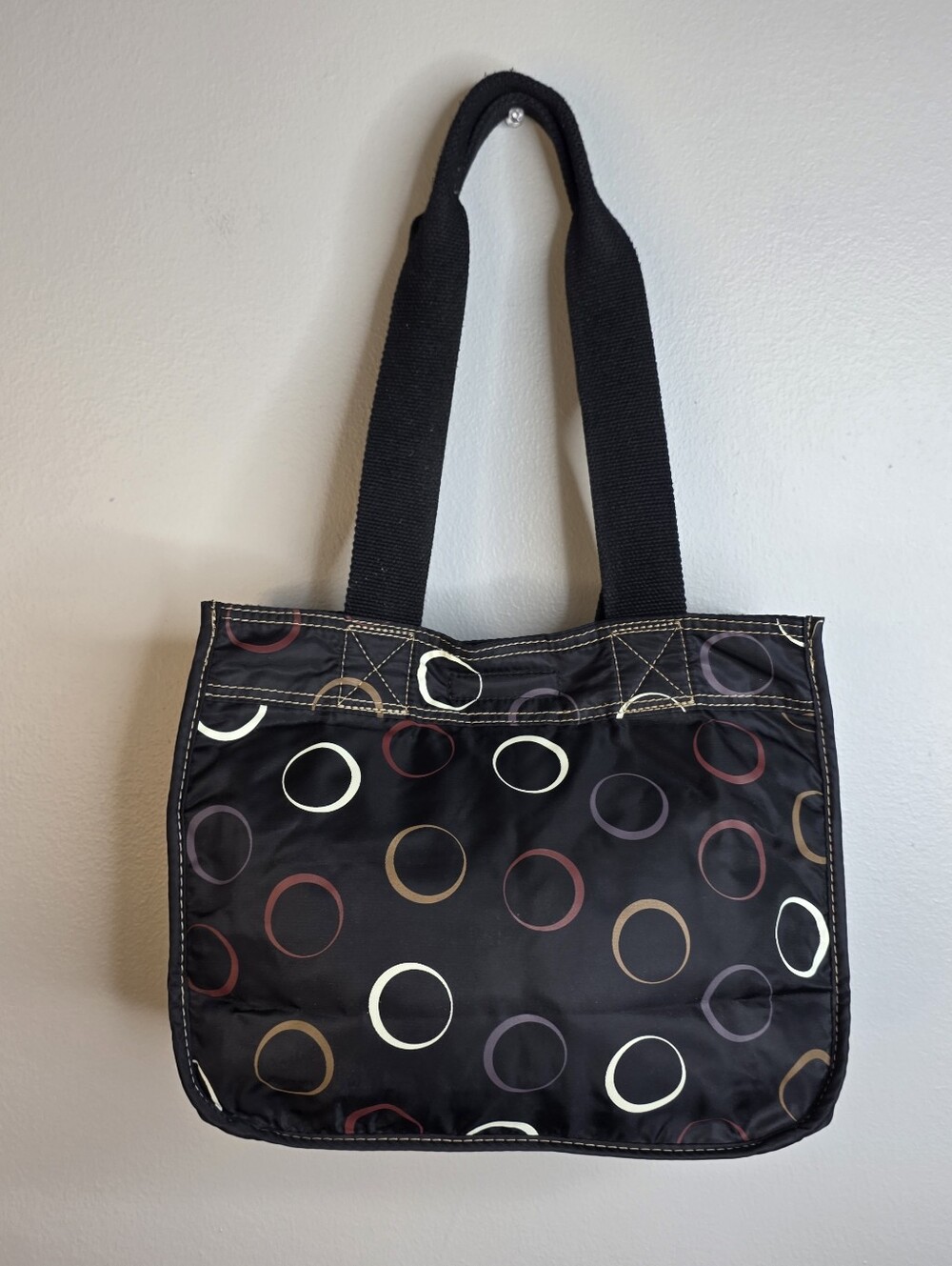 Y2k Kenneth Cole Black Circle-Print Nylon Shoulder Bag - Women